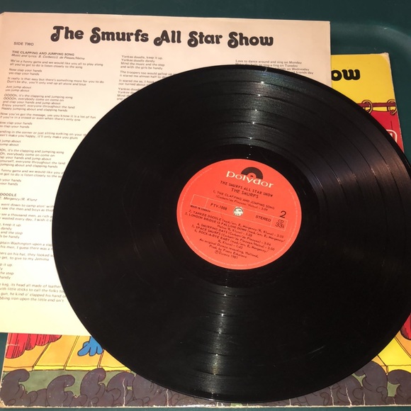 Vintage THE SMURFS ALL STAR SHOW w Inner LYRIC Sleeve Cover 1981 Vinyl RECORD - Picture 3 of 3